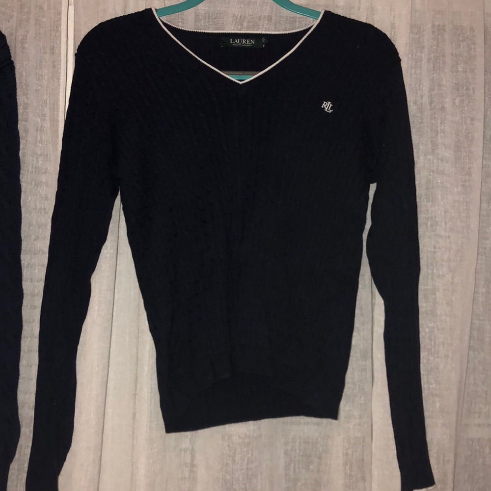 navy white lauren by ralph lauren v neck